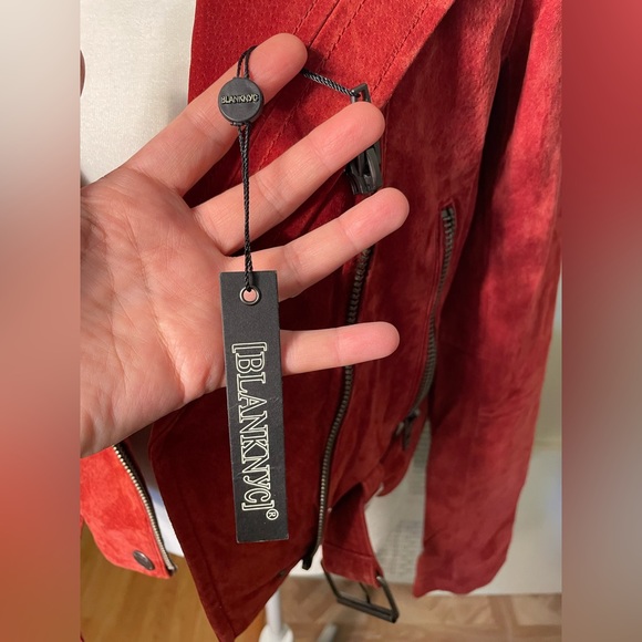 BLANK NYC GENUINE SUEDE RED BIKER JACKET, Size S - Picture 3 of 14
